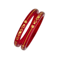 22kt (916) Yellow Gold Handmade Transparent Red Pola Bangles Flower Design for Women with Purity Certificate (Set of 2pcs)