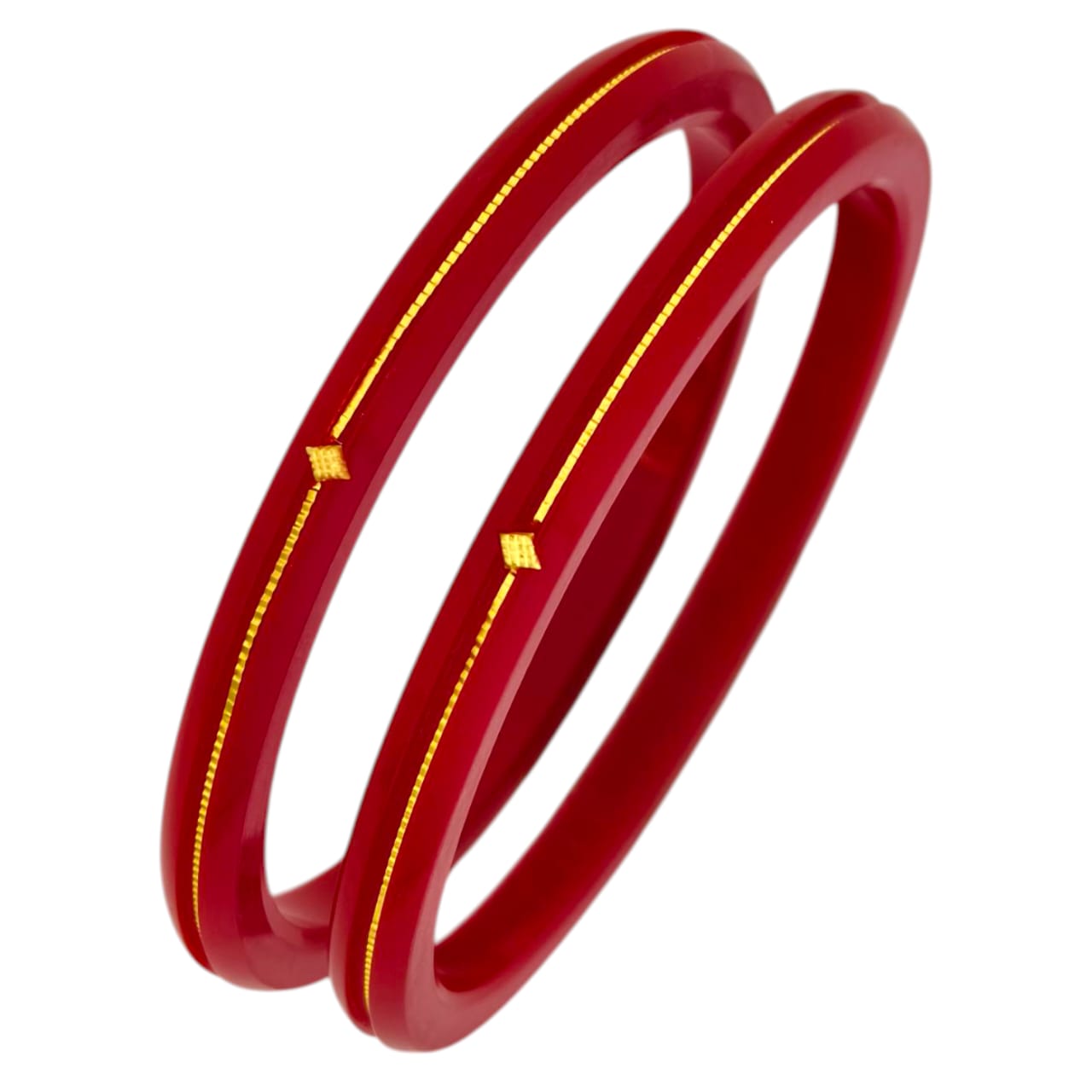 22kt (916) Yellow Gold Handmade Red Pola Bangles Flower Design for Women with Purity Certificate (Set of 2pcs)